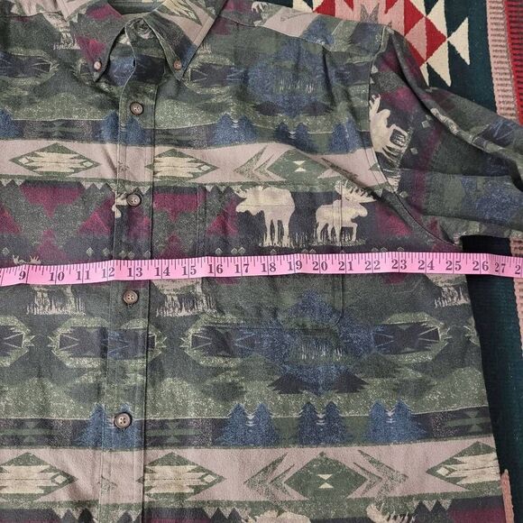 Woods & Water Moose Print Camouflage Button Up Shirt Sz‎ L Hunting Outdoors Camo - Picture 4 of 5